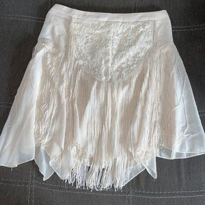 Sheer layered fringe skirt